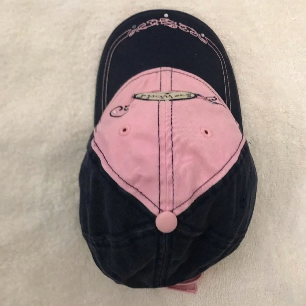 Sea World Adventure Parks Girls Adjustable Pink Black Sequined Cap